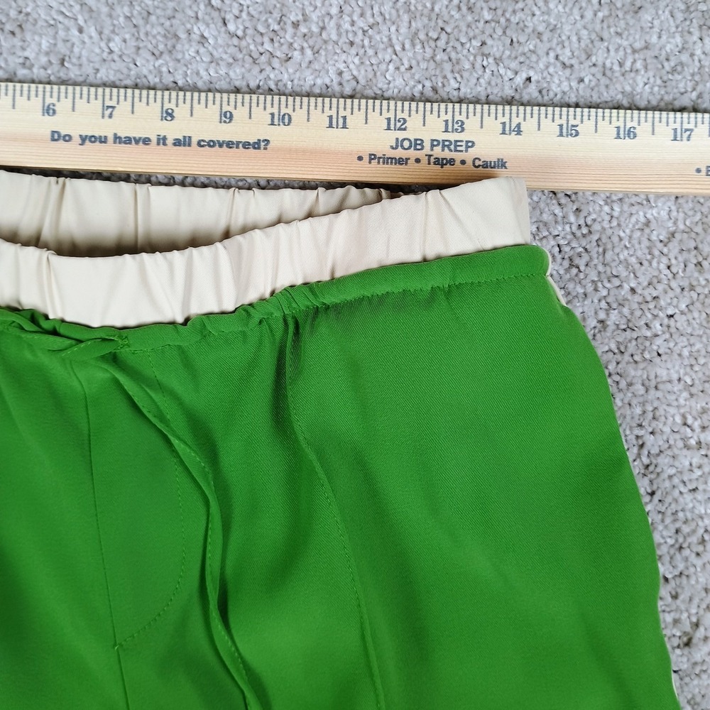 Zara Wide Leg Pants Elastic Waist Drawstring Size Medium Green Women's - Picture 5 of 12